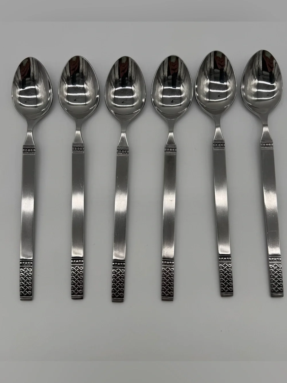 Vintage Danika Stainless MSI Japan Celtic Knot Iced Tea Spoons Set Of 6